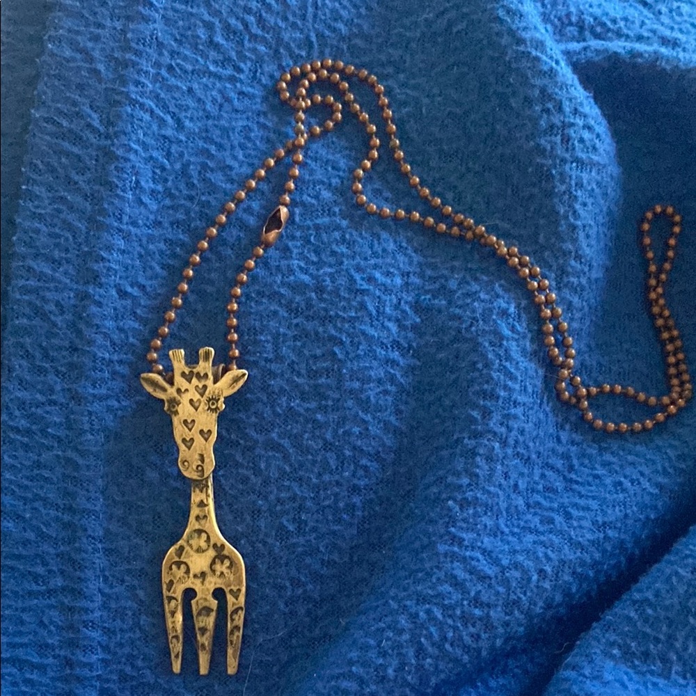 Handmade from and old fork…Giraffe Necklace